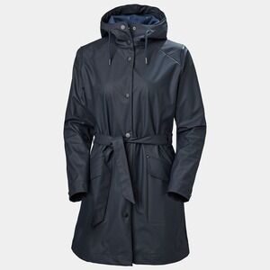 Helly Hansen Women's Kirkwood II Raincoat Belted Fitted Trench Coat Navy Blue M